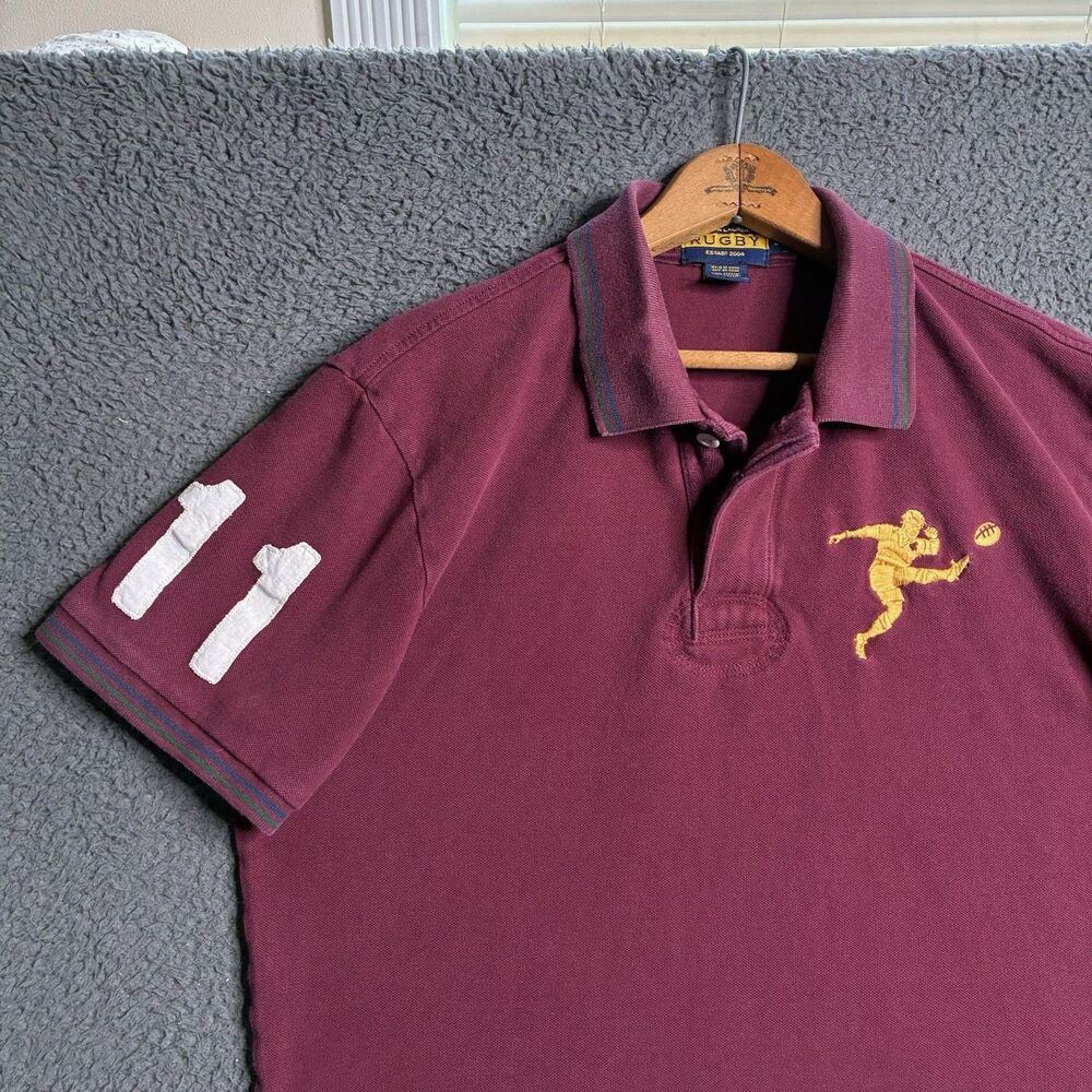 Ralph Lauren Rugby Logo 2004 Men’s Maroon Polo Shirt Size Large Old Money - Picture 2 of 16